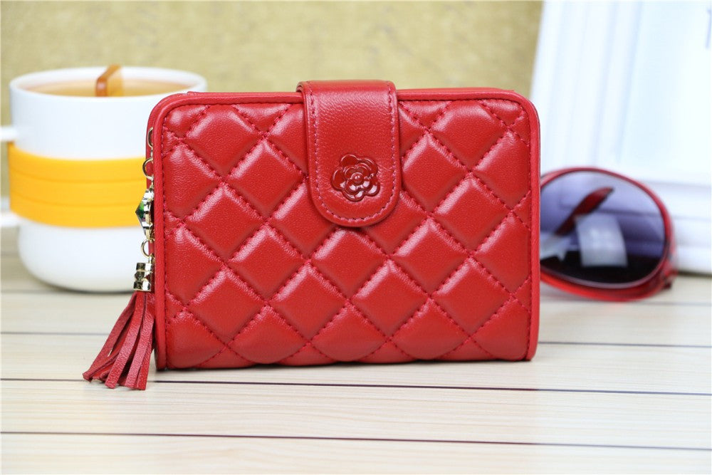 Sheepskin women wallet genuine leather diamond purse fashion multifunction cluthch