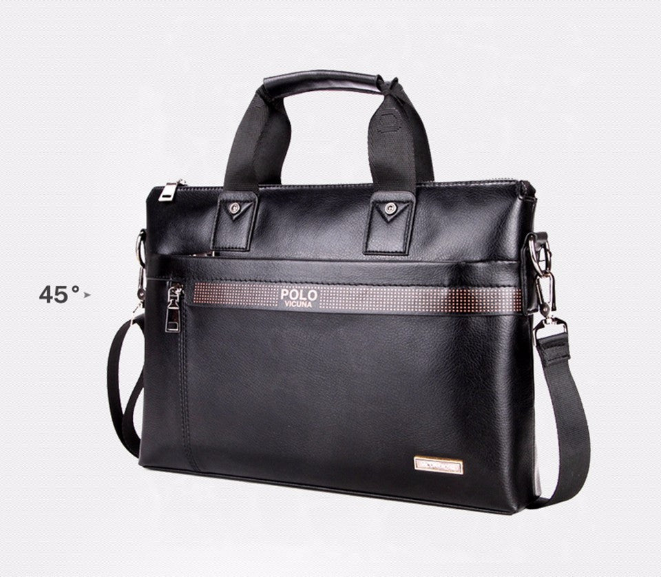 VICUNA POLO Promotion Simple Dot Famous Brand Business Men Briefcase Bag Luxury Leather Laptop Bag Man Shoulder Bag bolsa maleta