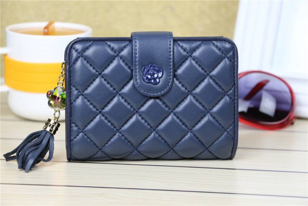Sheepskin women wallet genuine leather diamond purse fashion multifunction cluthch