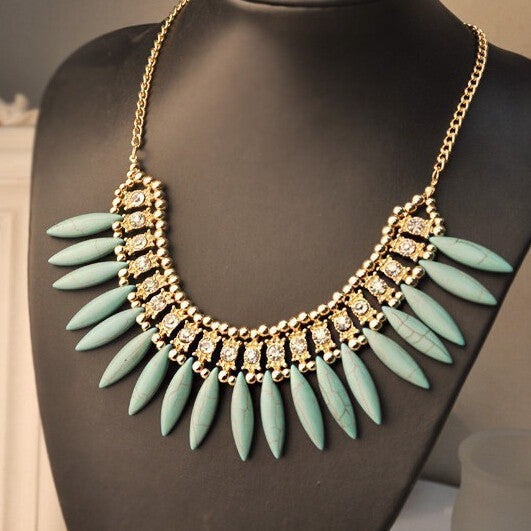 Fashion Women Crystal Pendant Chain Choker Chunky Statement Bib Necklace BOHO