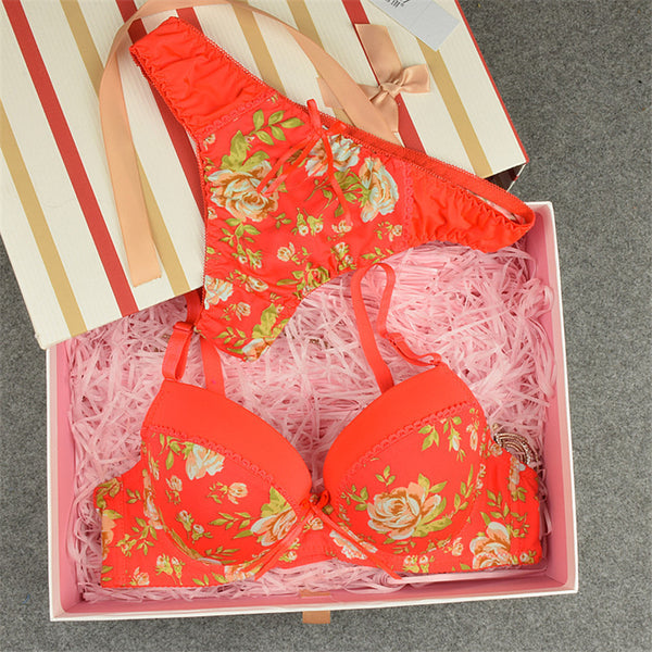 Julexy Sexy Brand 2016 Seamless printing BC French romantic lady bra brief sets