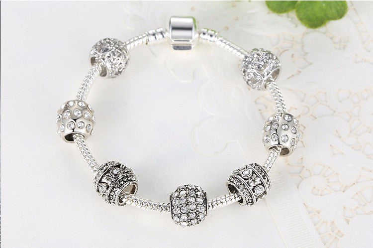 Fashion Women Bracelet Silver Plated Crystal Bead Charm Bracelet For Women Fine Jewelry Original Bracelets