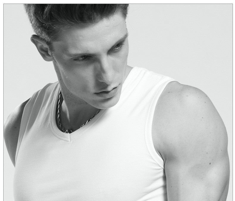 Men'S Cotton Wide Shoulder Sleeveless Vest Breathable Stretch Exercise Yards Men Vest Waistcoat