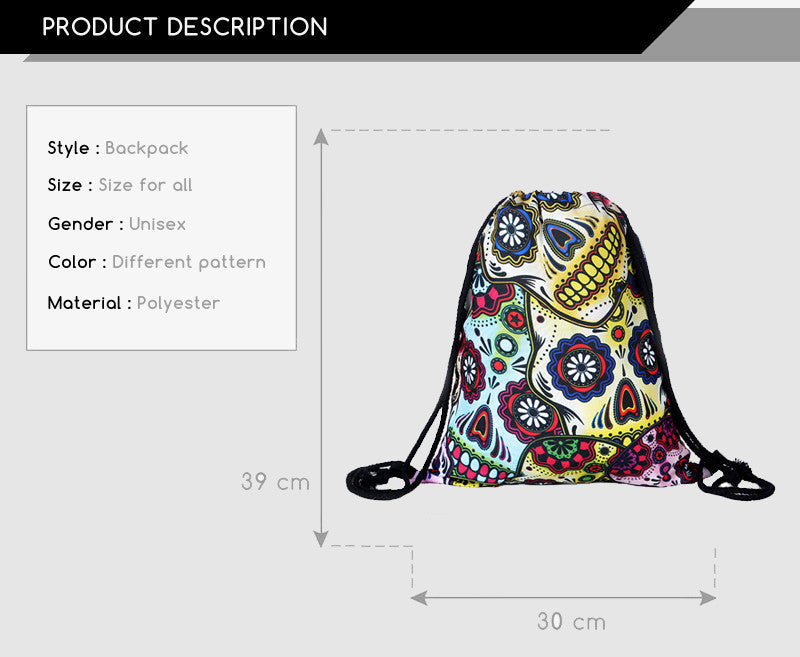 2015 new fashion time-limited lunch backpack unisex mexican skull women backpacks freeshipping blue softback 3d print polyest