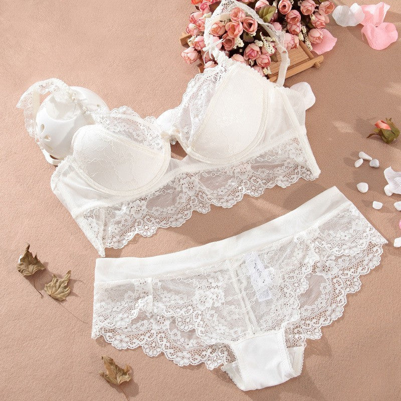 French high-end brand sexy T-pants lace bra set young women underwear set