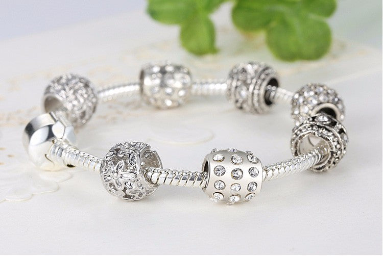 Fashion Women Bracelet Silver Plated Crystal Bead Charm Bracelet For Women Fine Jewelry Original Bracelets