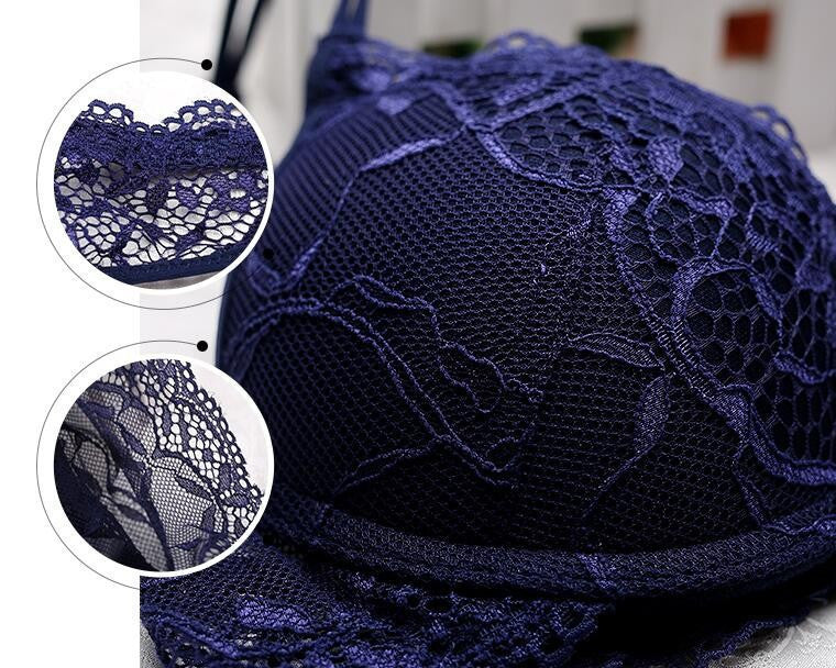 Sexy Women Bra Set Deep V Lace Underwire Bras Push Up Solid 32A-38C Lingerie Outfit Sexy Floral Sweet Comfy Fit Bowtie Sleepwear