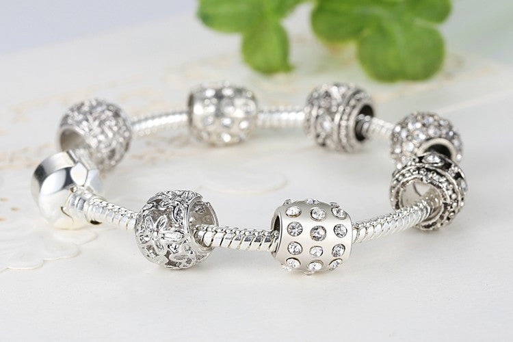 Fashion Women Bracelet Silver Plated Crystal Bead Charm Bracelet For Women Fine Jewelry Original Bracelets