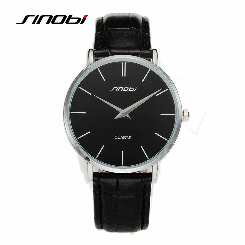 Super slim Quartz Casual Wristwatch Business JAPAN SINOBI Brand Genuine Leather Analog Quartz Watch Men's 2016 relojes hombre