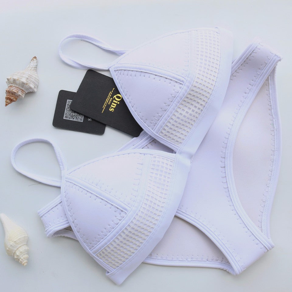 2016 Verano Qins Moda Neopreno Bikini Sexy traje de Baño de Las Mujeres Set Swimwear Bathsuit Push Up de Alta Calidad