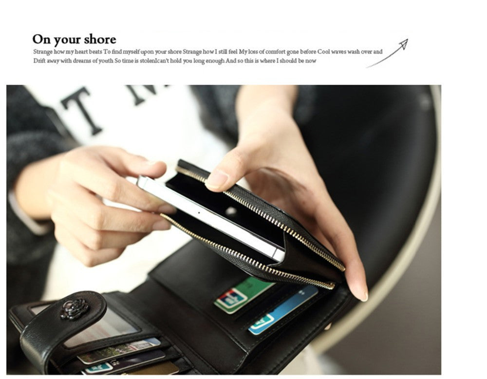 Sheepskin women wallet genuine leather diamond purse fashion multifunction cluthch