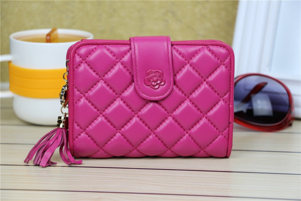 Sheepskin women wallet genuine leather diamond purse fashion multifunction cluthch