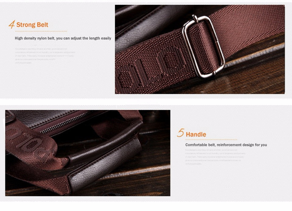 VICUNA POLO Promotion Simple Dot Famous Brand Business Men Briefcase Bag Luxury Leather Laptop Bag Man Shoulder Bag bolsa maleta