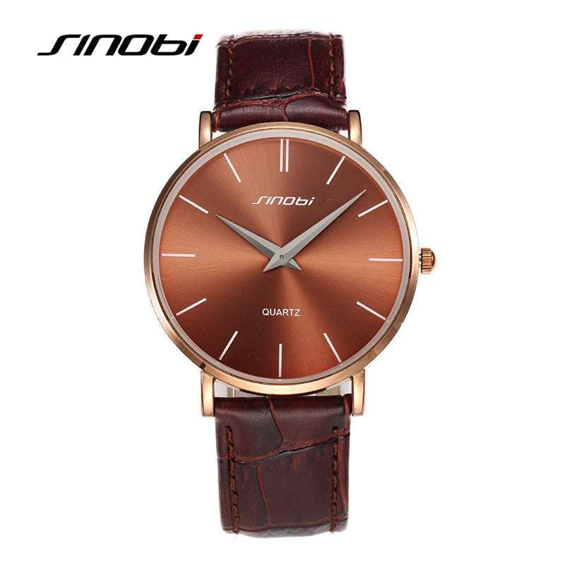 Super slim Quartz Casual Wristwatch Business JAPAN SINOBI Brand Genuine Leather Analog Quartz Watch Men's 2016 relojes hombre