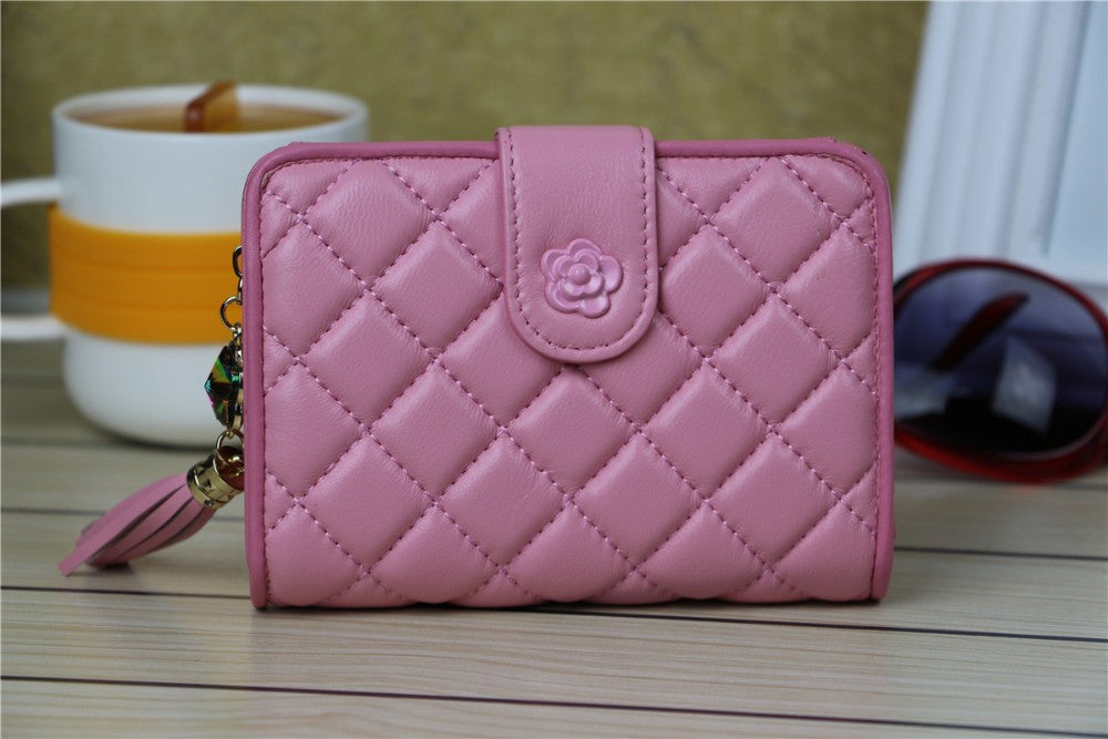 Sheepskin women wallet genuine leather diamond purse fashion multifunction cluthch