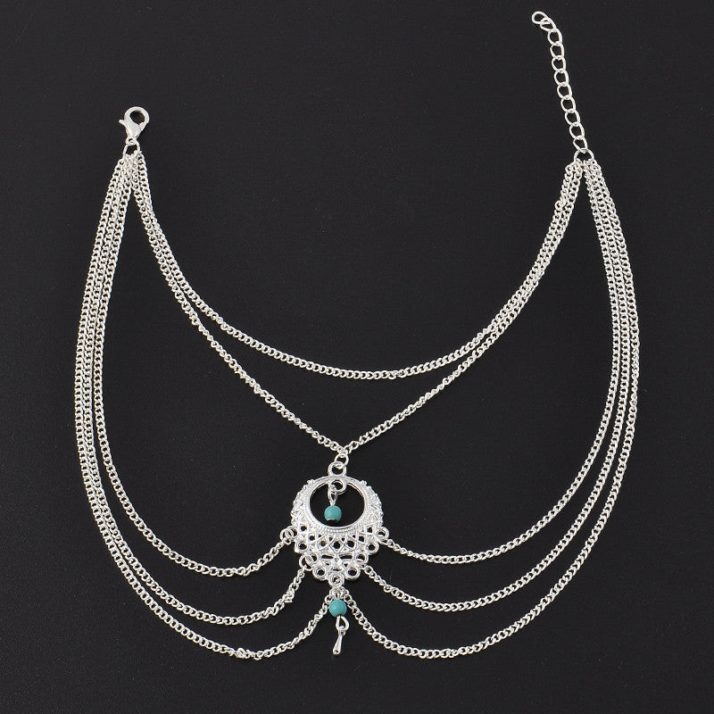 Boho Ethnic Turquoise Beads Anklets Chic Tassel Foot Chain Anklet Bracelet Body Jewelry Anklets For Women Free Shipping