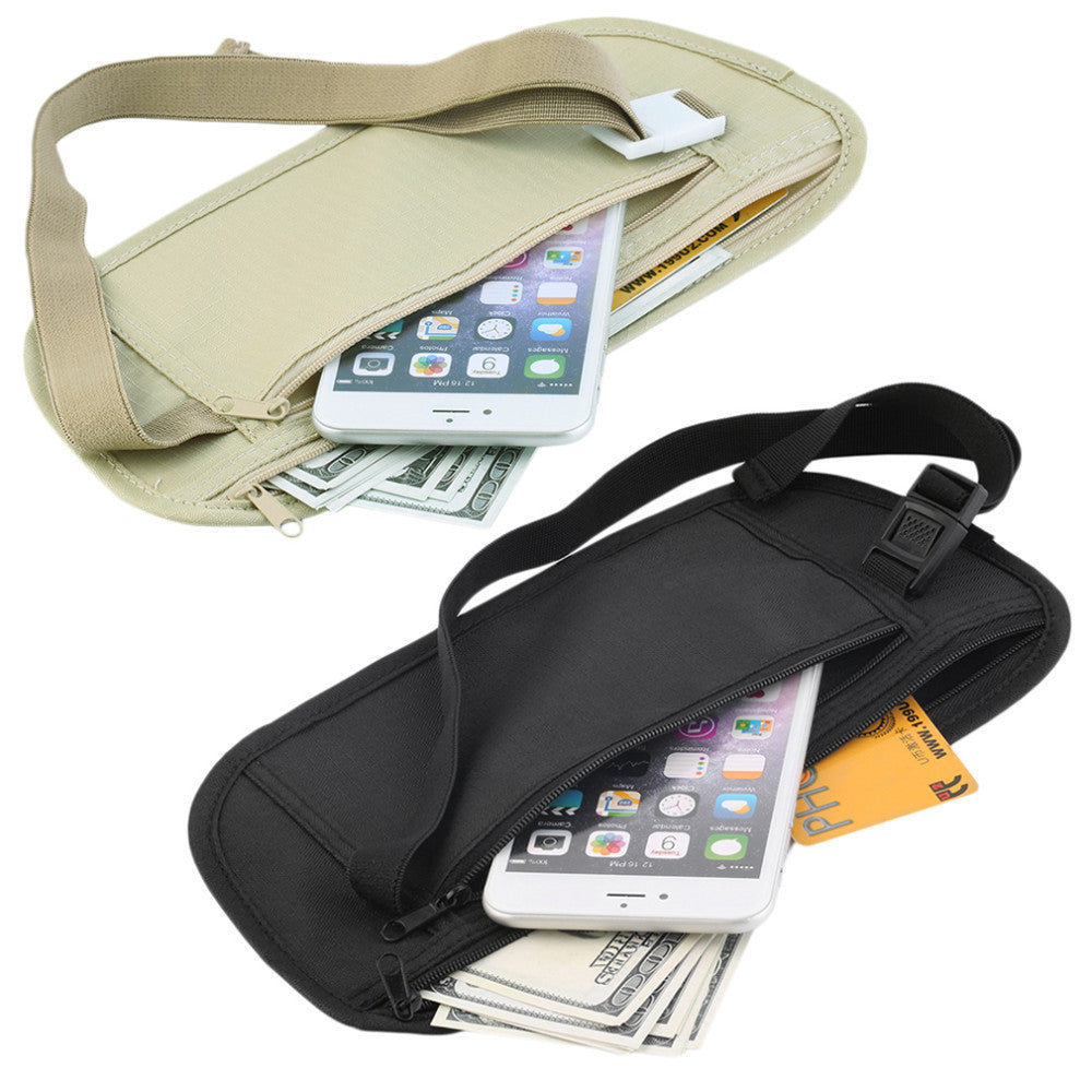 Travel Pouch Zippered Waist Compact Security Money Waist Belt Bags for Men Women