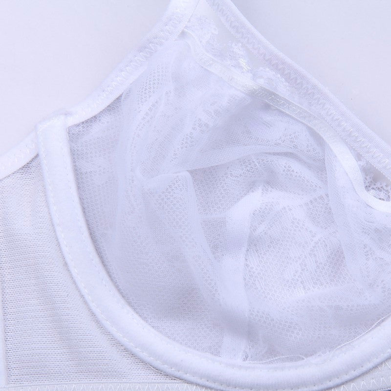 Sexy Women Embroidery Lace Bra Set Solid Push Up Underwire Bandage Underwear Briefs