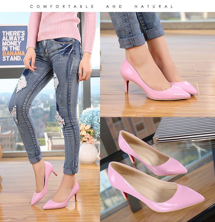 Women's Pumps 7cm Low Heels Comfortable Pointed Toe Ladies Work Pumps