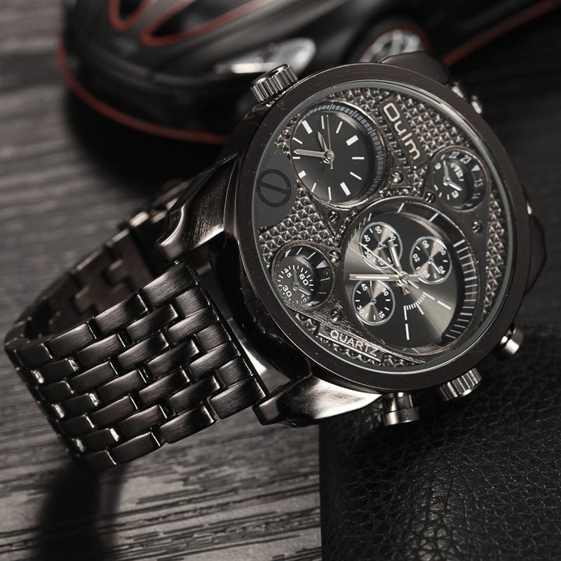 Oulm Luxury Brand Men Full Steel Watch Golden Antique Military Wristwatch