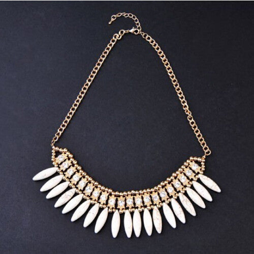 Fashion Women Crystal Pendant Chain Choker Chunky Statement Bib Necklace BOHO