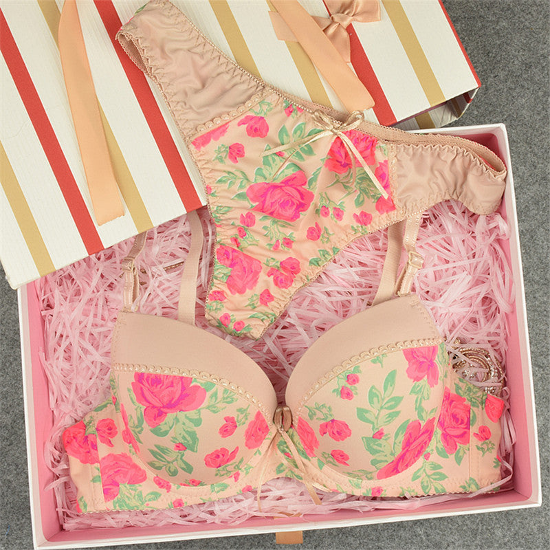 Julexy Sexy Brand 2016 Seamless printing BC French romantic lady bra brief sets