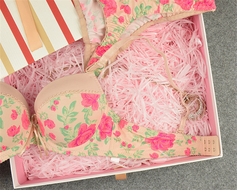 Julexy Sexy Brand 2016 Seamless printing BC French romantic lady bra brief sets