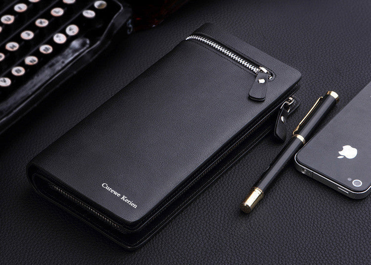Genuine pu Leather Men Wallets Business Brand Card holder Coin Purse Men's Long Zipper Wallet Leather Clutch carteira masculina