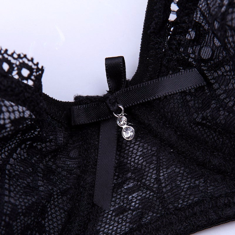 Sexy Women Embroidery Lace Bra Set Solid Push Up Underwire Bandage Underwear Briefs