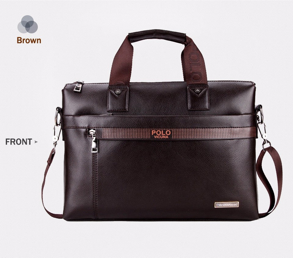 VICUNA POLO Promotion Simple Dot Famous Brand Business Men Briefcase Bag Luxury Leather Laptop Bag Man Shoulder Bag bolsa maleta