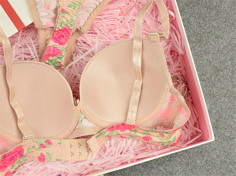 Julexy Sexy Brand 2016 Seamless printing BC French romantic lady bra brief sets
