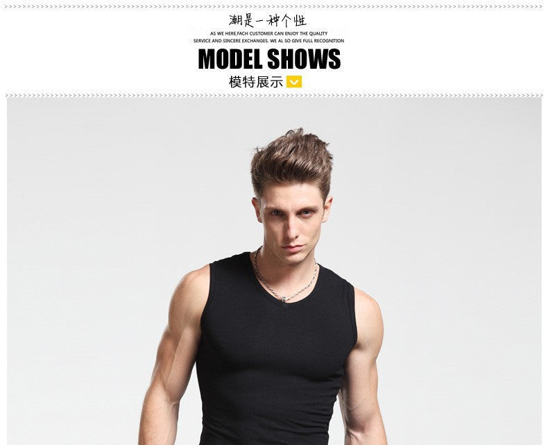 Men'S Cotton Wide Shoulder Sleeveless Vest Breathable Stretch Exercise Yards Men Vest Waistcoat