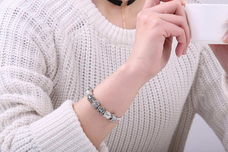 Fashion Women Bracelet Silver Plated Crystal Bead Charm Bracelet For Women Fine Jewelry Original Bracelets