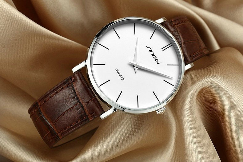 Super slim Quartz Casual Wristwatch Business JAPAN SINOBI Brand Genuine Leather Analog Quartz Watch Men's 2016 relojes hombre
