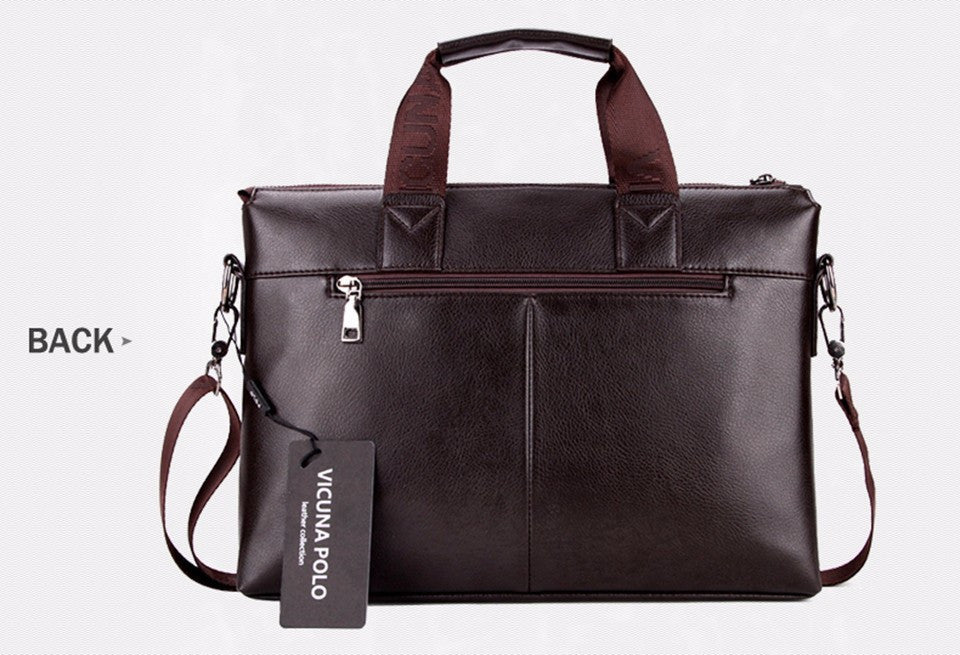 VICUNA POLO Promotion Simple Dot Famous Brand Business Men Briefcase Bag Luxury Leather Laptop Bag Man Shoulder Bag bolsa maleta