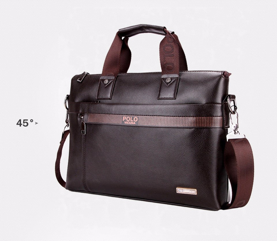 VICUNA POLO Promotion Simple Dot Famous Brand Business Men Briefcase Bag Luxury Leather Laptop Bag Man Shoulder Bag bolsa maleta