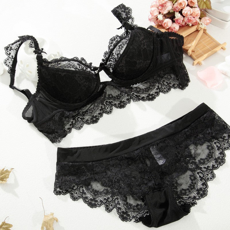 French high-end brand sexy T-pants lace bra set young women underwear set