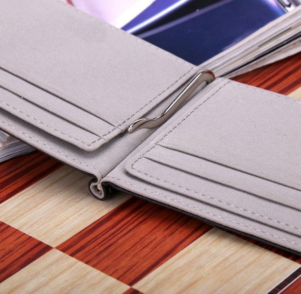 Men Wallet Short Skin Wallets Purses Fashion Synthetic Leather Money Clips Sollid Thin Wallet