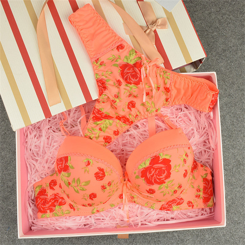 Julexy Sexy Brand 2016 Seamless printing BC French romantic lady bra brief sets