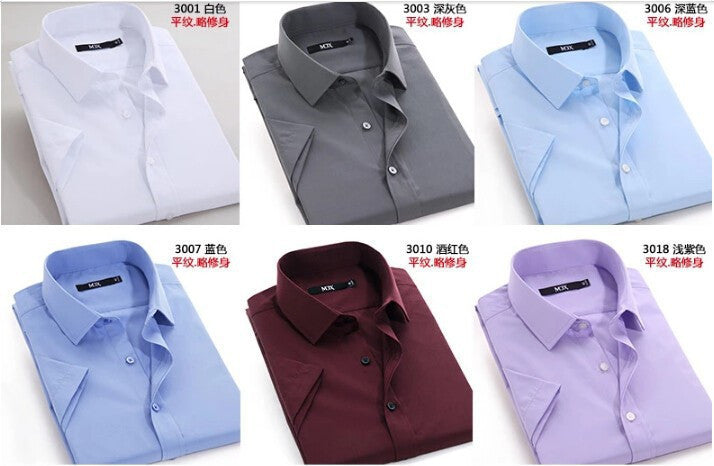 Men shirt short sleeve plus size 4xl cotton polyester famous brand casual men shirt slim fit dress white shirt