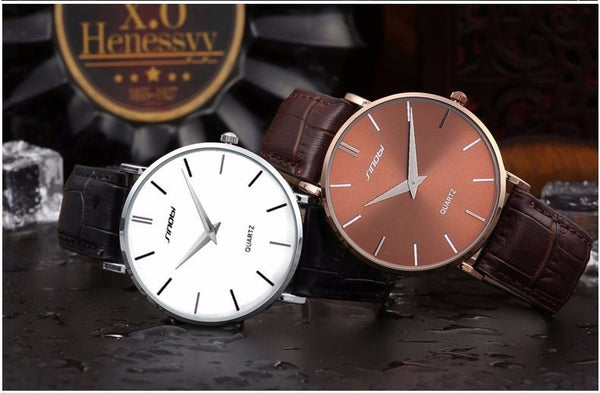 Super slim Quartz Casual Wristwatch Business JAPAN SINOBI Brand Genuine Leather Analog Quartz Watch Men's 2016 relojes hombre