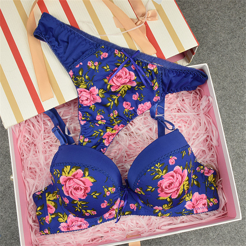 Julexy Sexy Brand 2016 Seamless printing BC French romantic lady bra brief sets
