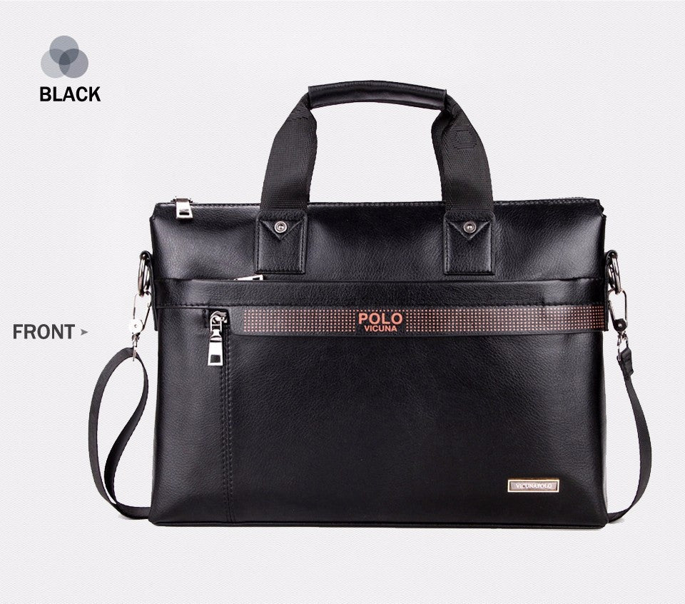 VICUNA POLO Promotion Simple Dot Famous Brand Business Men Briefcase Bag Luxury Leather Laptop Bag Man Shoulder Bag bolsa maleta