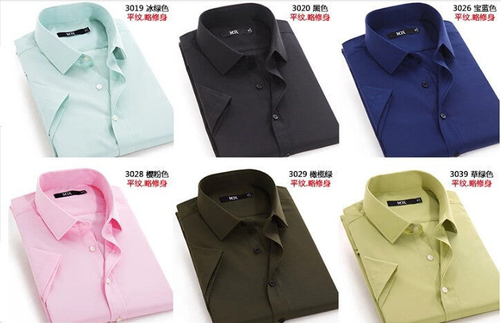 Men shirt short sleeve plus size 4xl cotton polyester famous brand casual men shirt slim fit dress white shirt