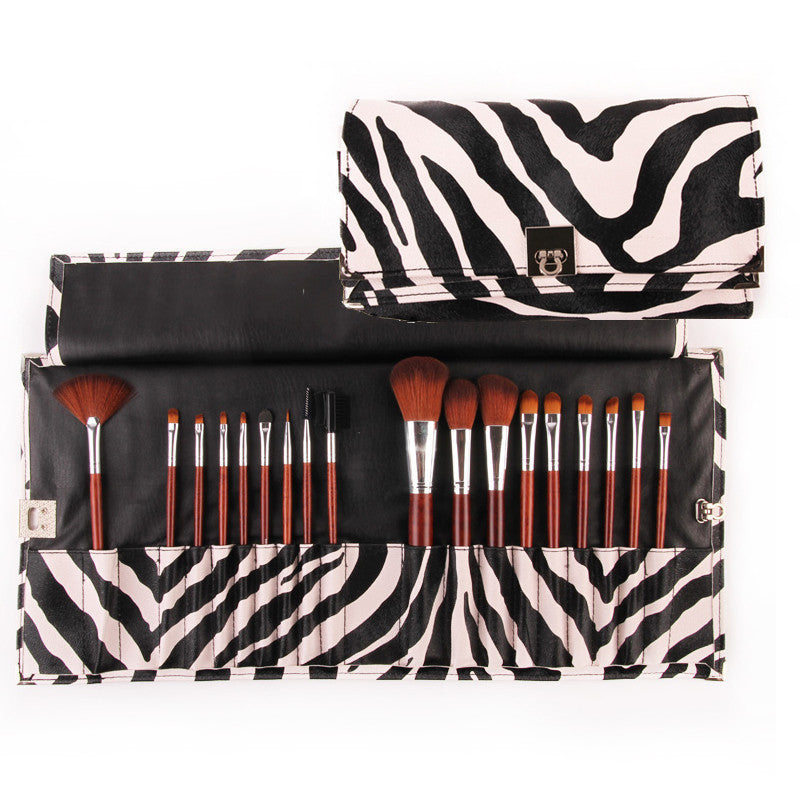 18 PCs Makeup Set with zebra leather pouch.