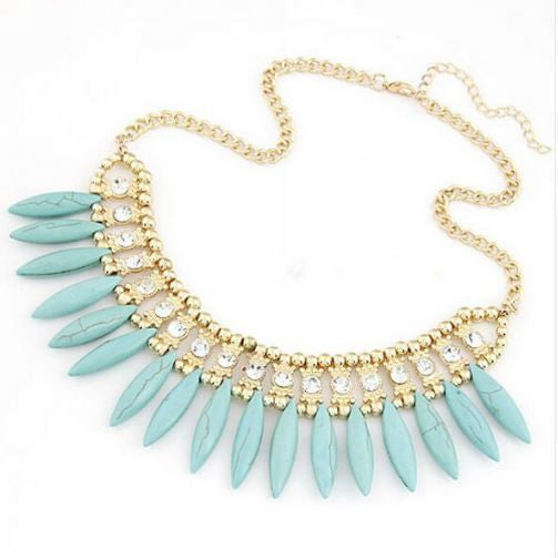 Fashion Women Crystal Pendant Chain Choker Chunky Statement Bib Necklace BOHO
