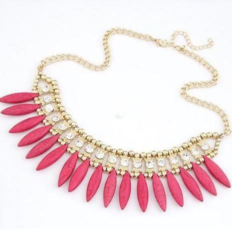 Fashion Women Crystal Pendant Chain Choker Chunky Statement Bib Necklace BOHO