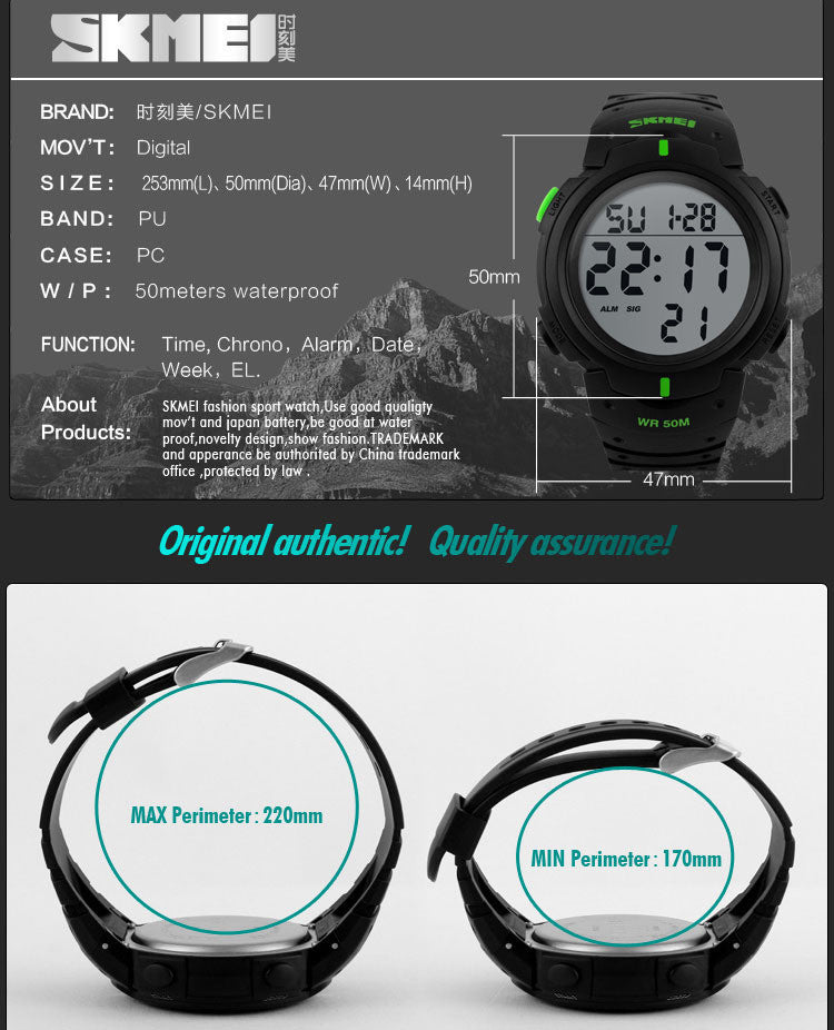 New 2016 Men Sports Watches 50M Waterproof Fashion Casual Digital LED Military Multi-Function Wristwatches