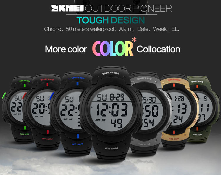 New 2016 Men Sports Watches 50M Waterproof Fashion Casual Digital LED Military Multi-Function Wristwatches
