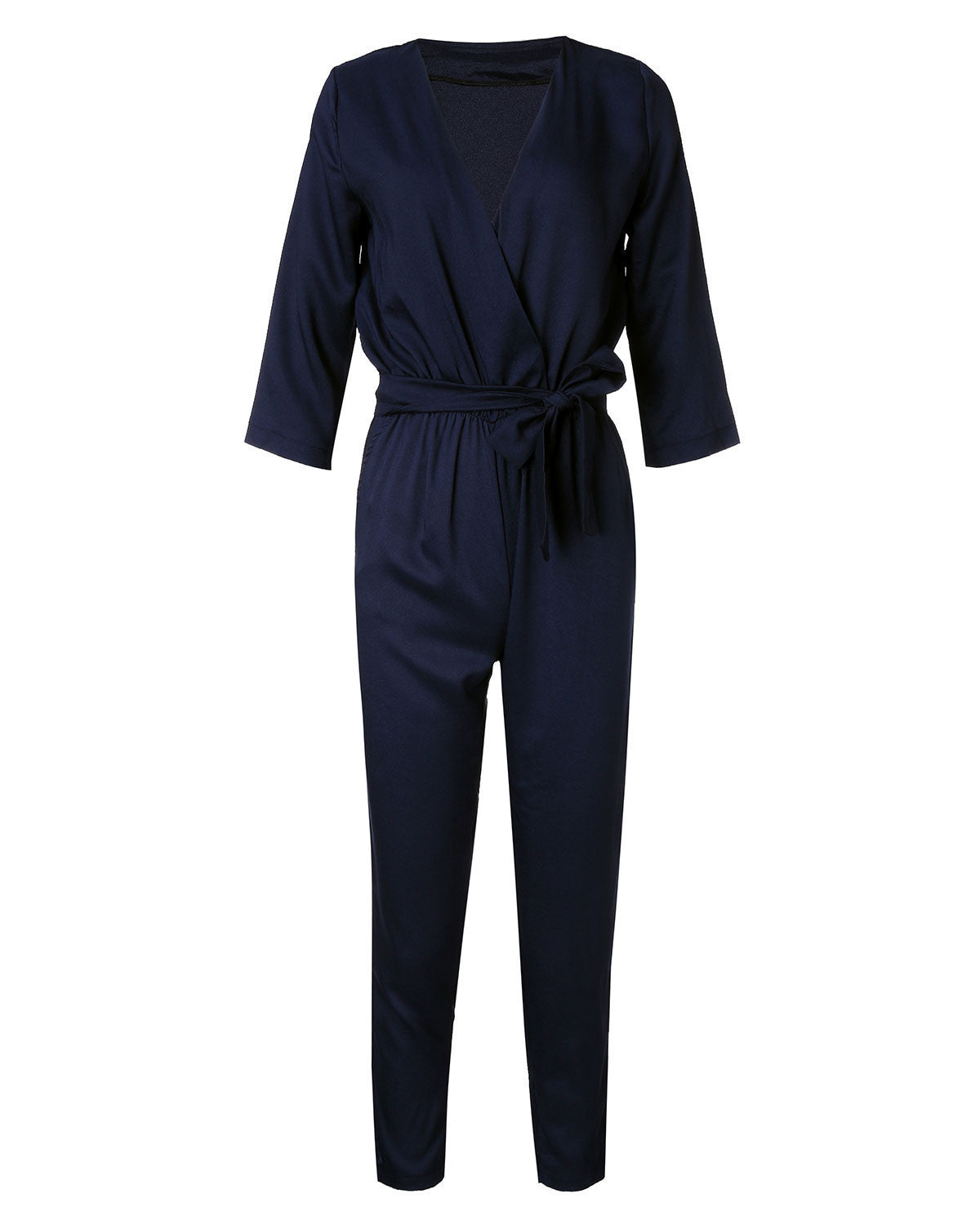 New Arrival Women Jumpsuits 2016 Spring Autumn Bodysuit Half Sleeve V Neck Casual Style Elegant Ladies Long Romper Overalls